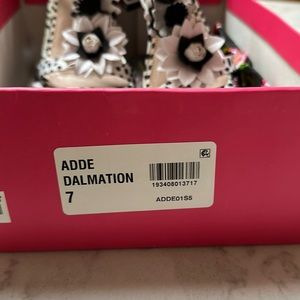 Fun Dalmatian print chunky Betsy Johnson strappy heels. Size 7